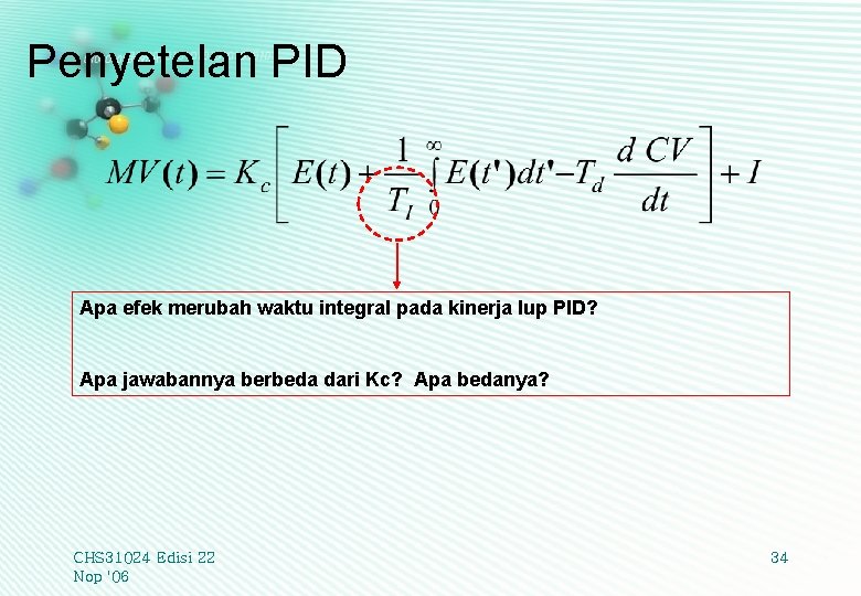 Penyetelan PID Apa efek merubah waktu integral pada kinerja lup PID? Apa jawabannya berbeda