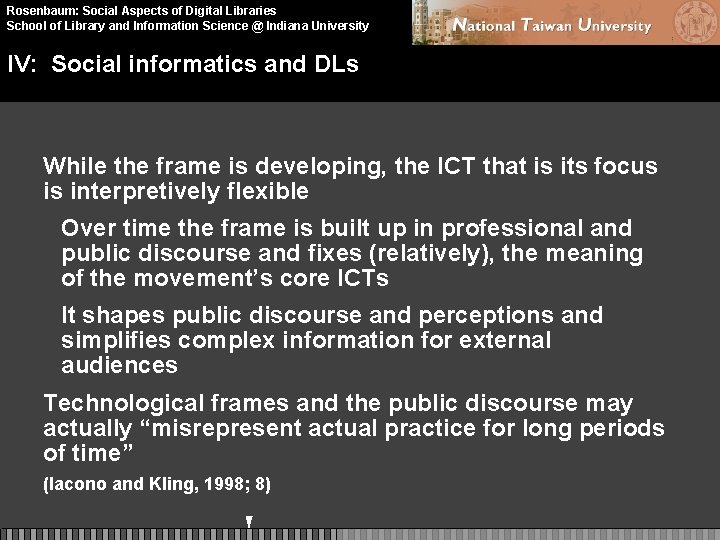 Rosenbaum: Social Aspects of Digital Libraries School of Library and Information Science @ Indiana