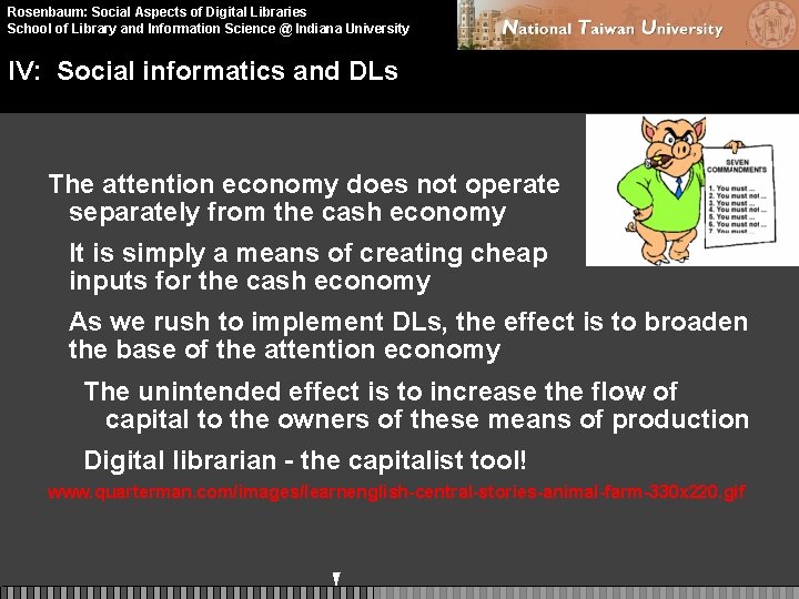 Rosenbaum: Social Aspects of Digital Libraries School of Library and Information Science @ Indiana