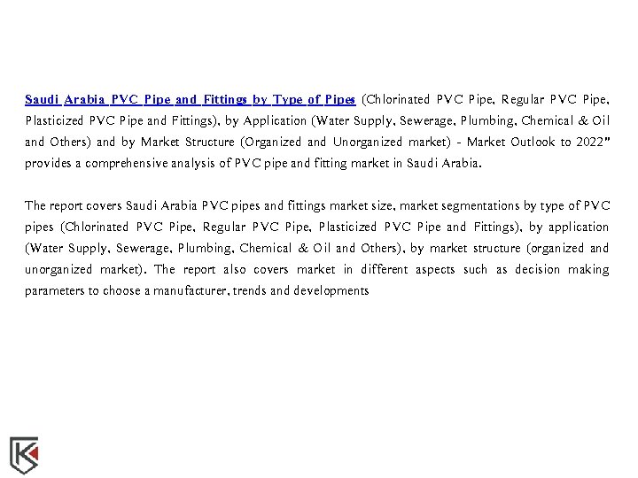 Saudi Arabia PVC Pipe and Fittings Market Outlook