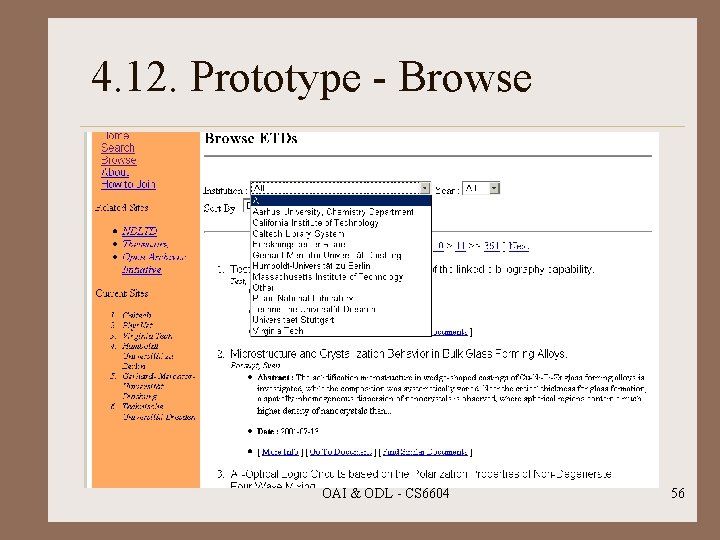 4. 12. Prototype - Browse OAI & ODL - CS 6604 56 