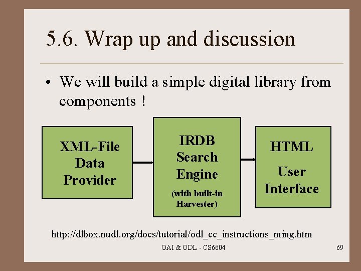 5. 6. Wrap up and discussion • We will build a simple digital library