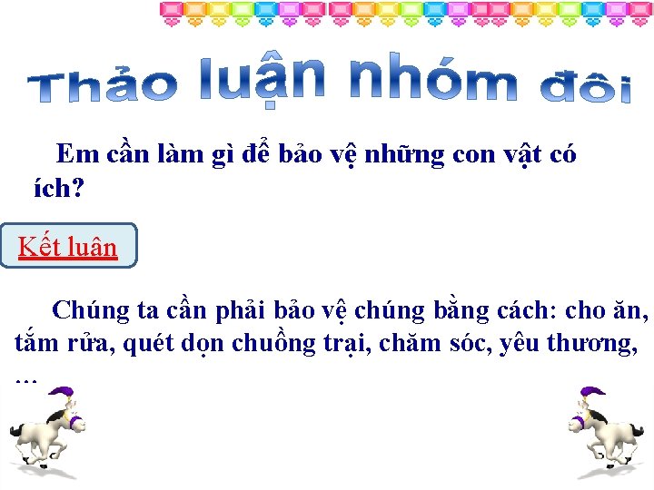 Em cần làm gì để bảo vệ những con vật có ích? Kết luận