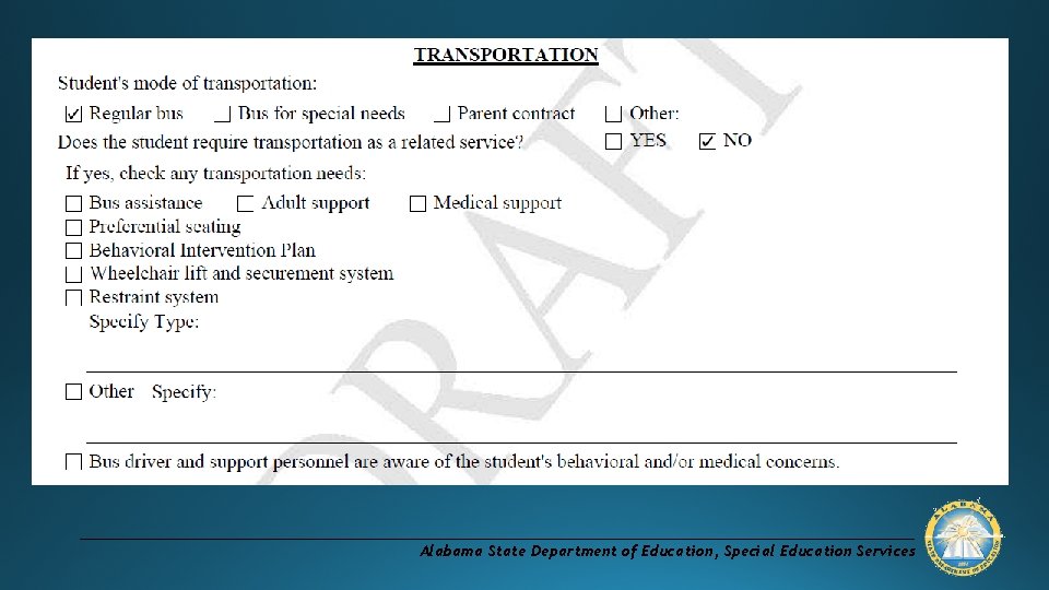 Alabama State Department of Education, Special Education Services 