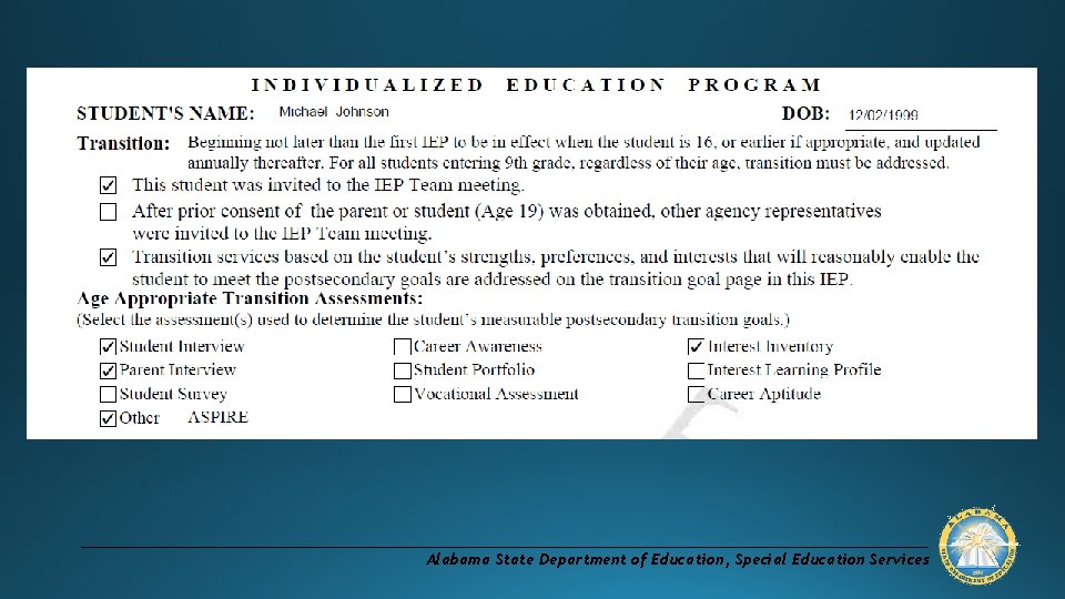 Alabama State Department of Education, Special Education Services 