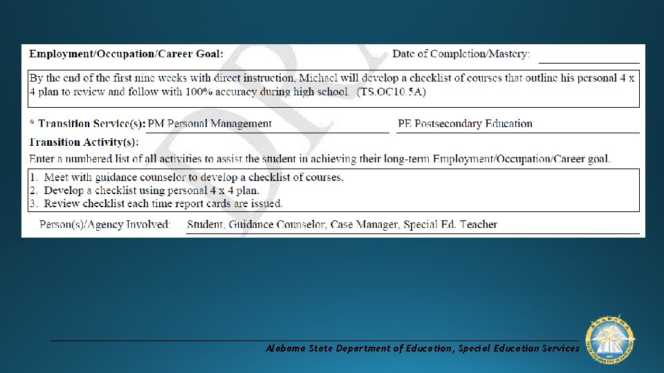 Alabama State Department of Education, Special Education Services 