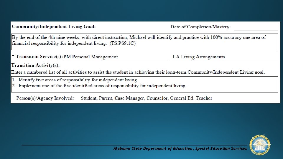 Alabama State Department of Education, Special Education Services 