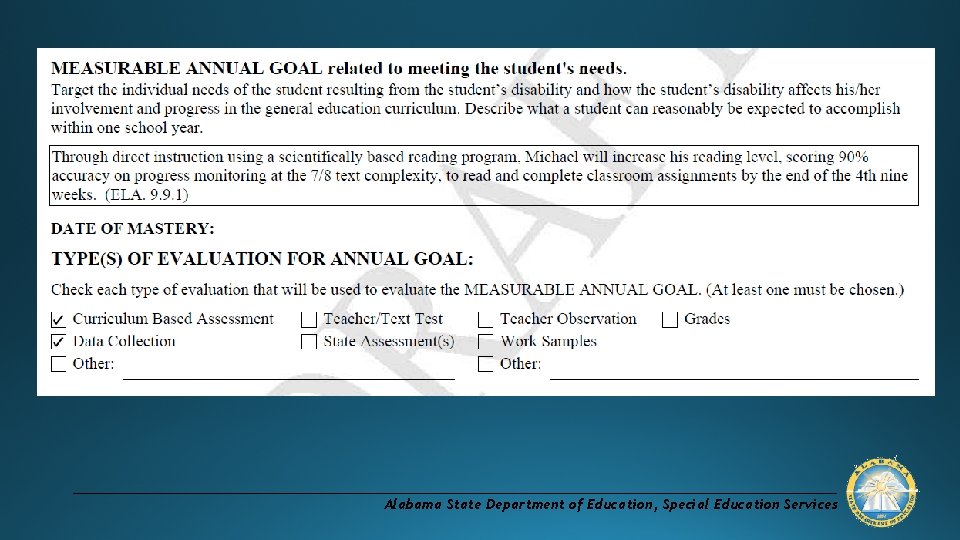 Alabama State Department of Education, Special Education Services 