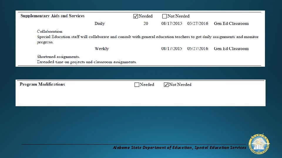 Alabama State Department of Education, Special Education Services 