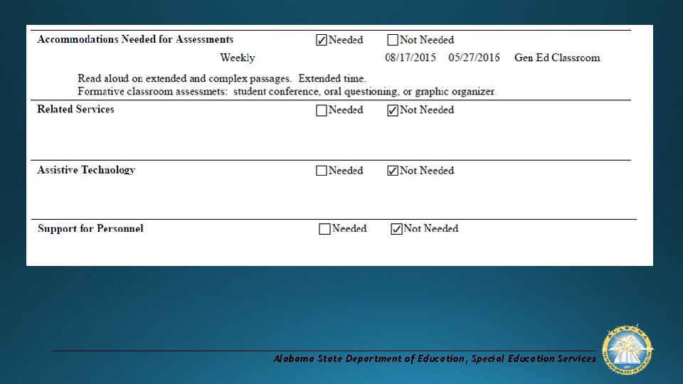 Alabama State Department of Education, Special Education Services 