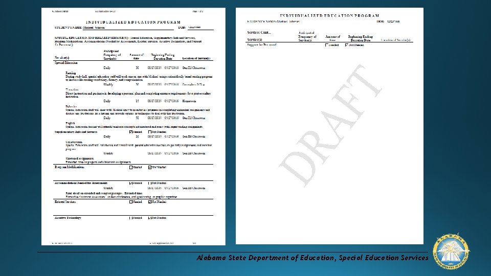 Alabama State Department of Education, Special Education Services 