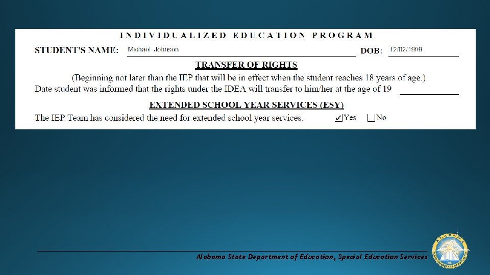 Alabama State Department of Education, Special Education Services 