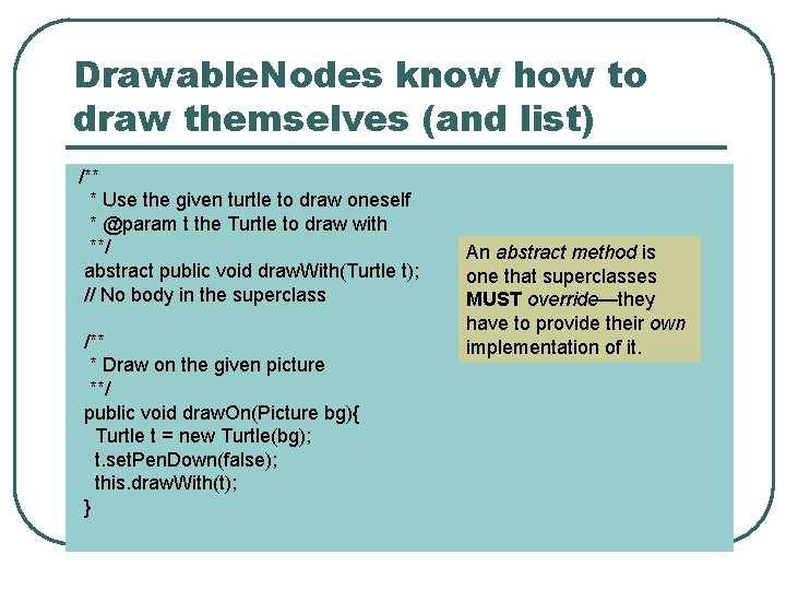Drawable. Nodes know how to draw themselves (and list) /** * Use the given