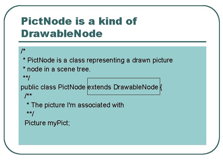 Pict. Node is a kind of Drawable. Node /* * Pict. Node is a