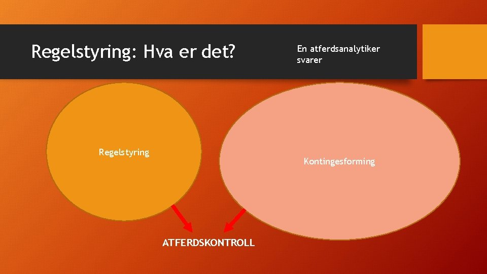 Regelstyring: Hva er det? Regelstyring En atferdsanalytiker svarer Kontingesforming ATFERDSKONTROLL 