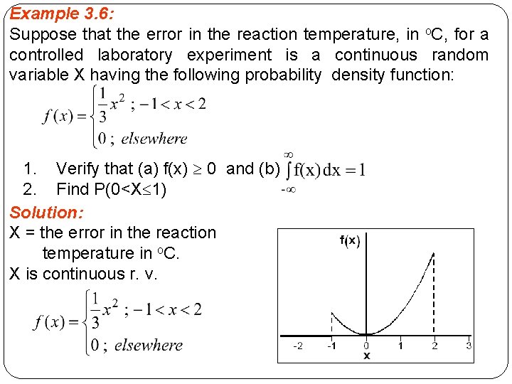 Example 3. 6: Suppose that the error in the reaction temperature, in o. C,