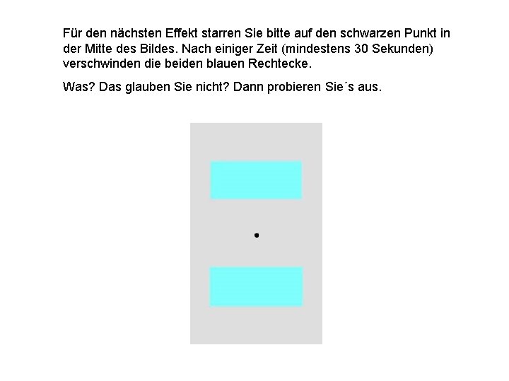 Für den nächsten Effekt starren Sie bitte auf den schwarzen Punkt in der Mitte