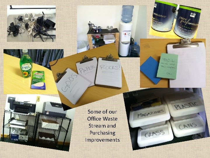Some of our Office Waste Stream and Purchasing Improvements 