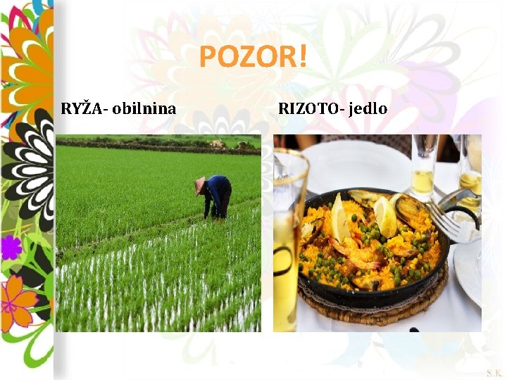 POZOR! RYŽA- obilnina RIZOTO- jedlo 
