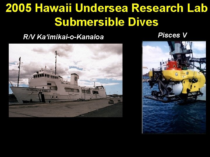 2005 Hawaii Undersea Research Lab Submersible Dives R/V Ka‘imikai-o-Kanaloa Pisces V 