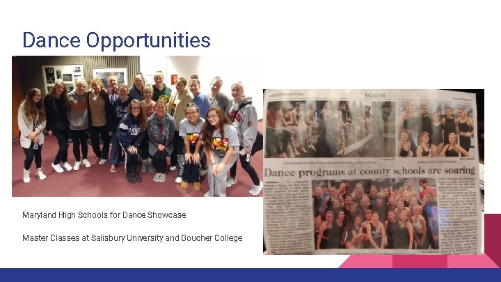 Dance Opportunities Maryland High Schools for Dance Showcase Master Classes at Salisbury University and
