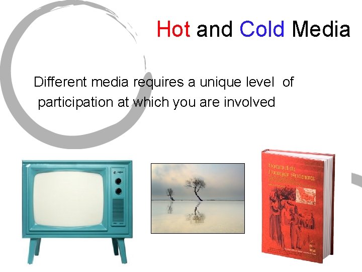 Hot and Cold Media Different media requires a unique level of participation at which