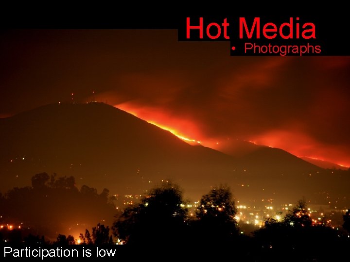 Hot • Media Photographs Participation is low 