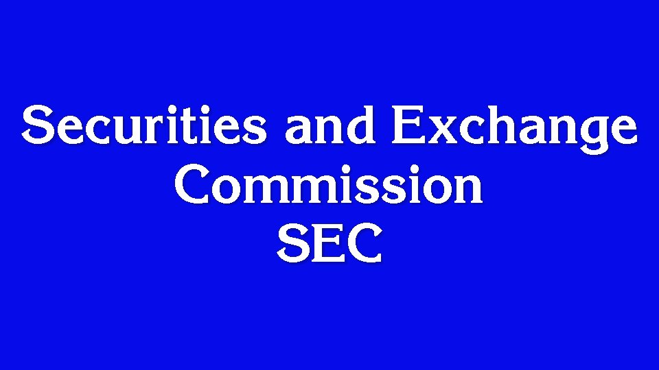 Securities and Exchange Commission SEC 