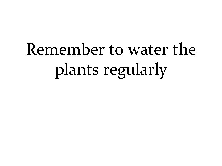 Remember to water the plants regularly 