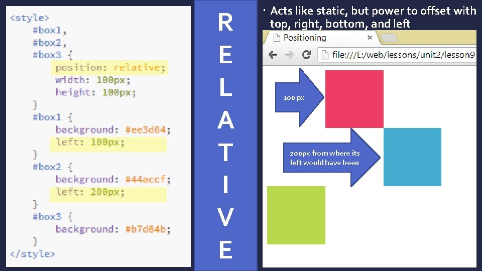 R E L A T I V E Acts like static, but power to
