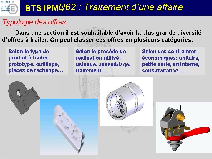 : Traitement d’une affaire BTS IPMU 62 : Typologie des offres Dans une section