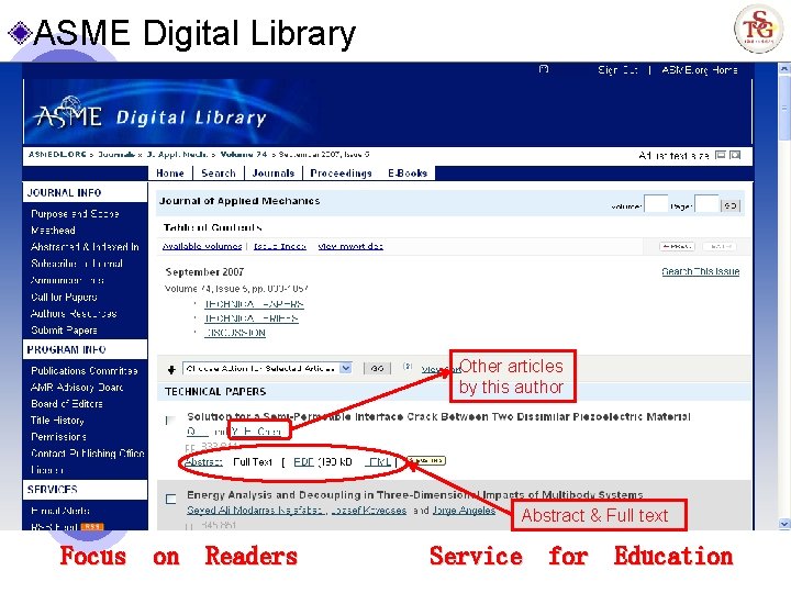 ASME Digital Library Other articles by this author Abstract & Full text Focus on