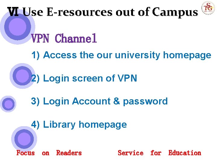 Ⅵ Use E-resources out of Campus VPN Channel 1) Access the our university homepage