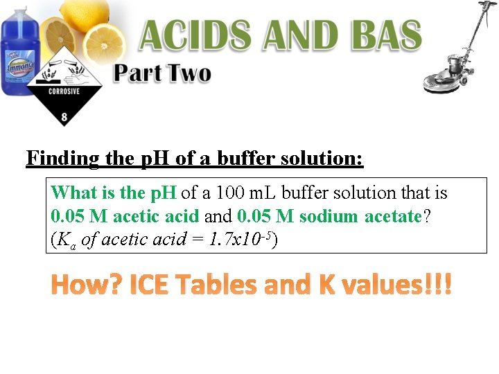 Finding the p. H of a buffer solution: What is the p. H of