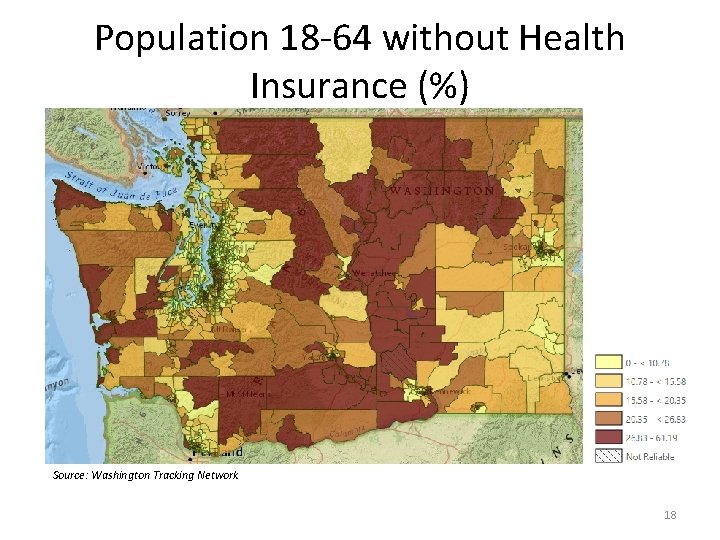 Population 18 -64 without Health Insurance (%) Source: Washington Tracking Network 18 