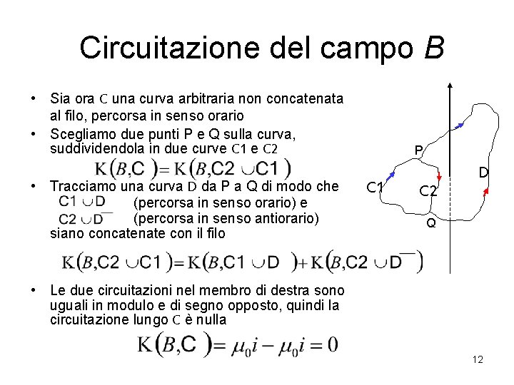 Circuitazione del campo B • Sia ora C una curva arbitraria non concatenata al