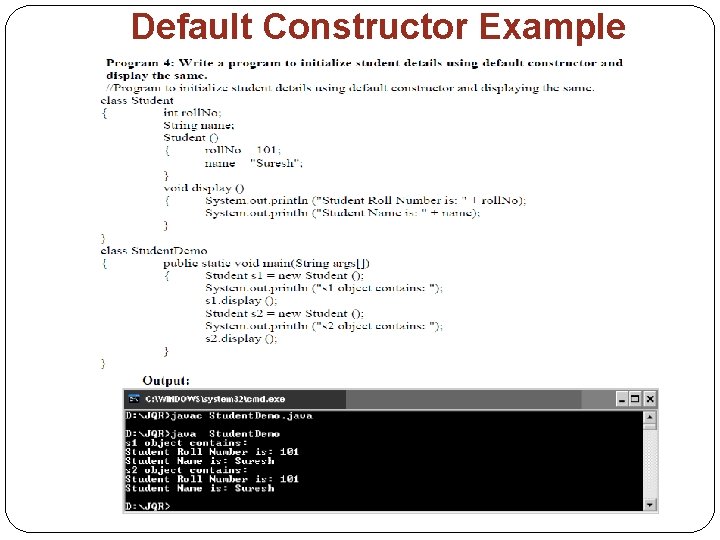 Default Constructor Example Default Constructor Example