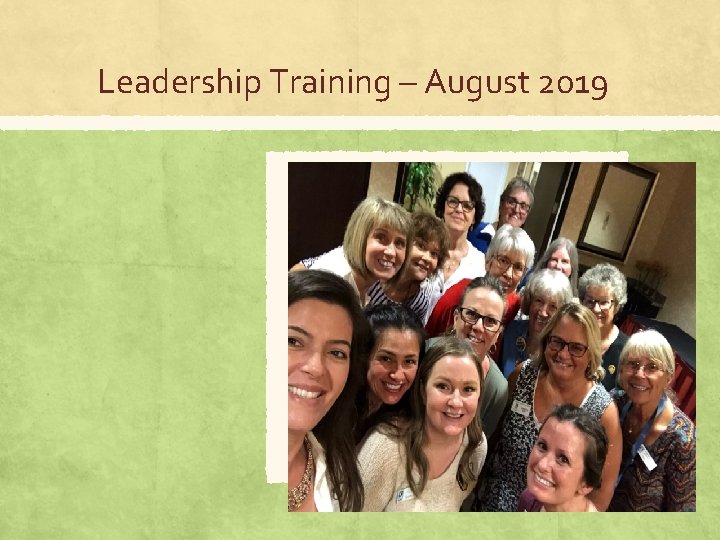 Leadership Training – August 2019 