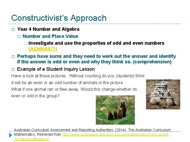 Constructivist’s Approach � Year 4 Number and Algebra � Number and Place Value �