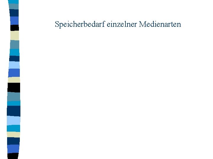 Speicherbedarf einzelner Medienarten 