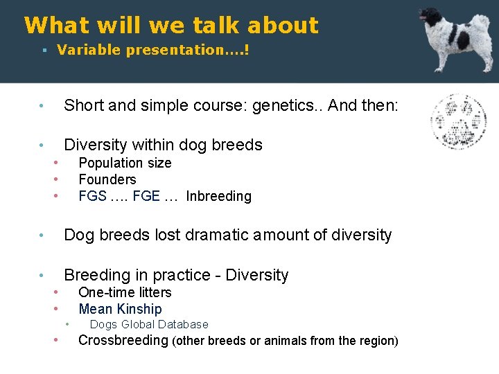 What will we talk about Variable presentation…. ! • Short and simple course: genetics.