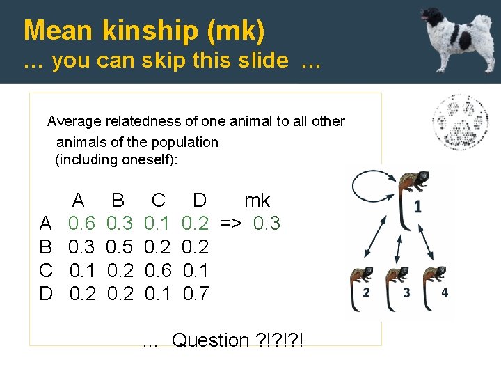 Mean kinship (mk) … you can skip this slide … Average relatedness of one