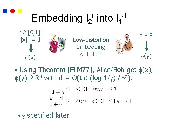 Embedding l 2 t into l 1 d x 2 [0, 1]t ||x|| =