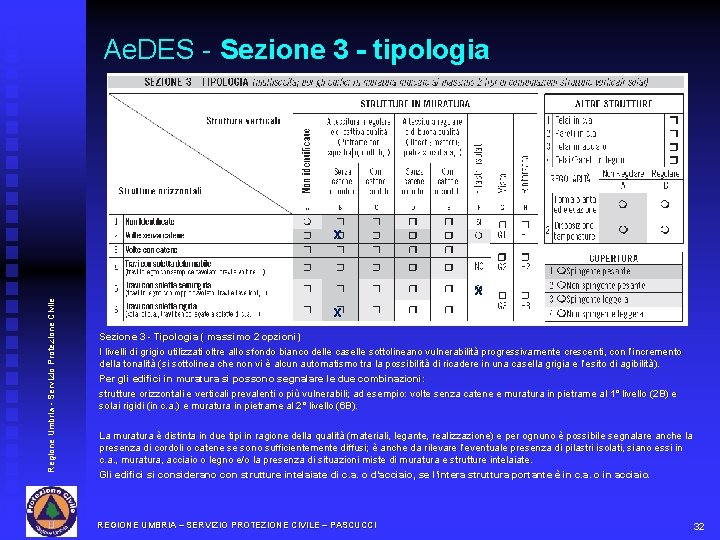 Ae. DES - Sezione 3 - tipologia Regione Umbria - Servizio Protezione Civile x