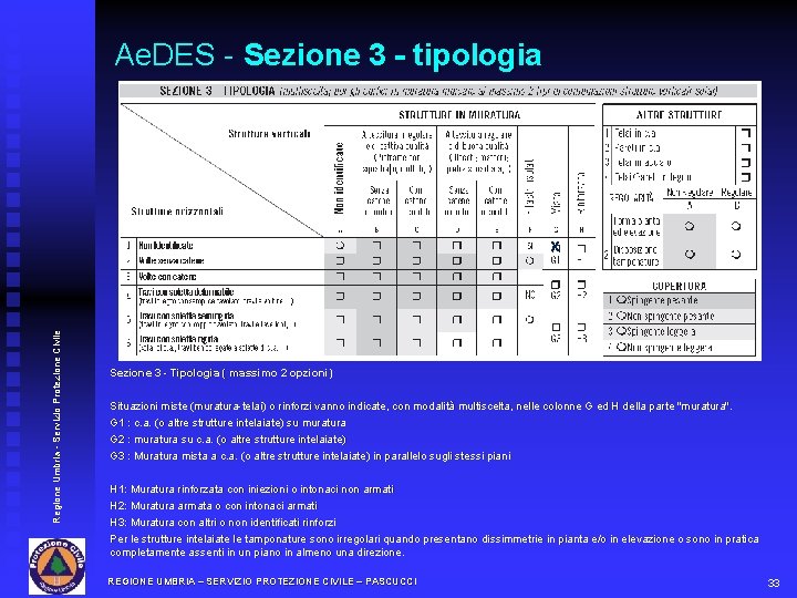 Ae. DES - Sezione 3 - tipologia Regione Umbria - Servizio Protezione Civile x