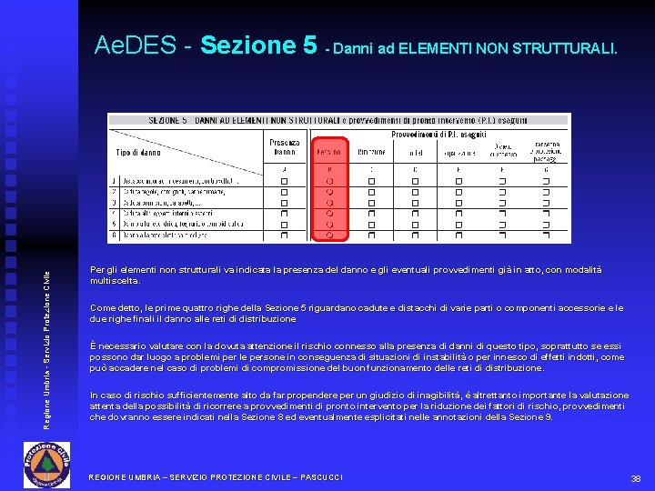 Ae. DES - Sezione 5 - Danni ad ELEMENTI NON STRUTTURALI. Regione Umbria -