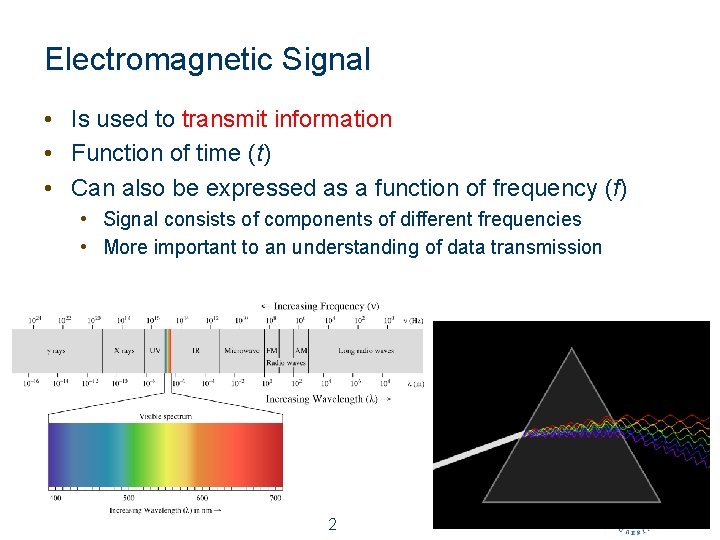 Electromagnetic Signal • Is used to transmit information • Function of time (t) •
