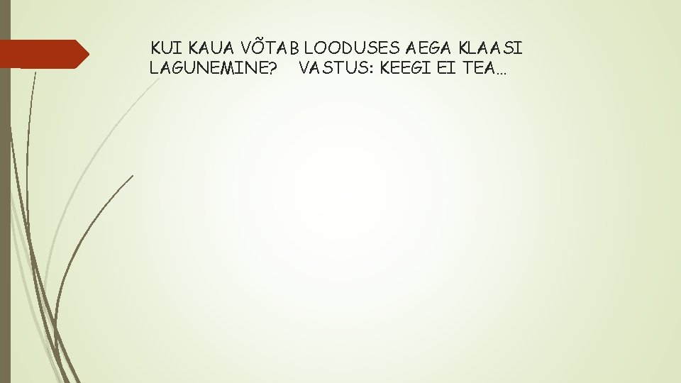 KUI KAUA VÕTAB LOODUSES AEGA KLAASI LAGUNEMINE? VASTUS: KEEGI EI TEA… 