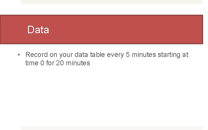 Data • Record on your data table every 5 minutes starting at time 0