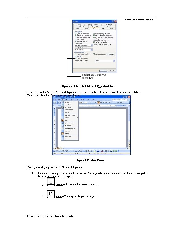 Office Productivity Tools 1 Figure 5. 10 Enable Click and Type check box In